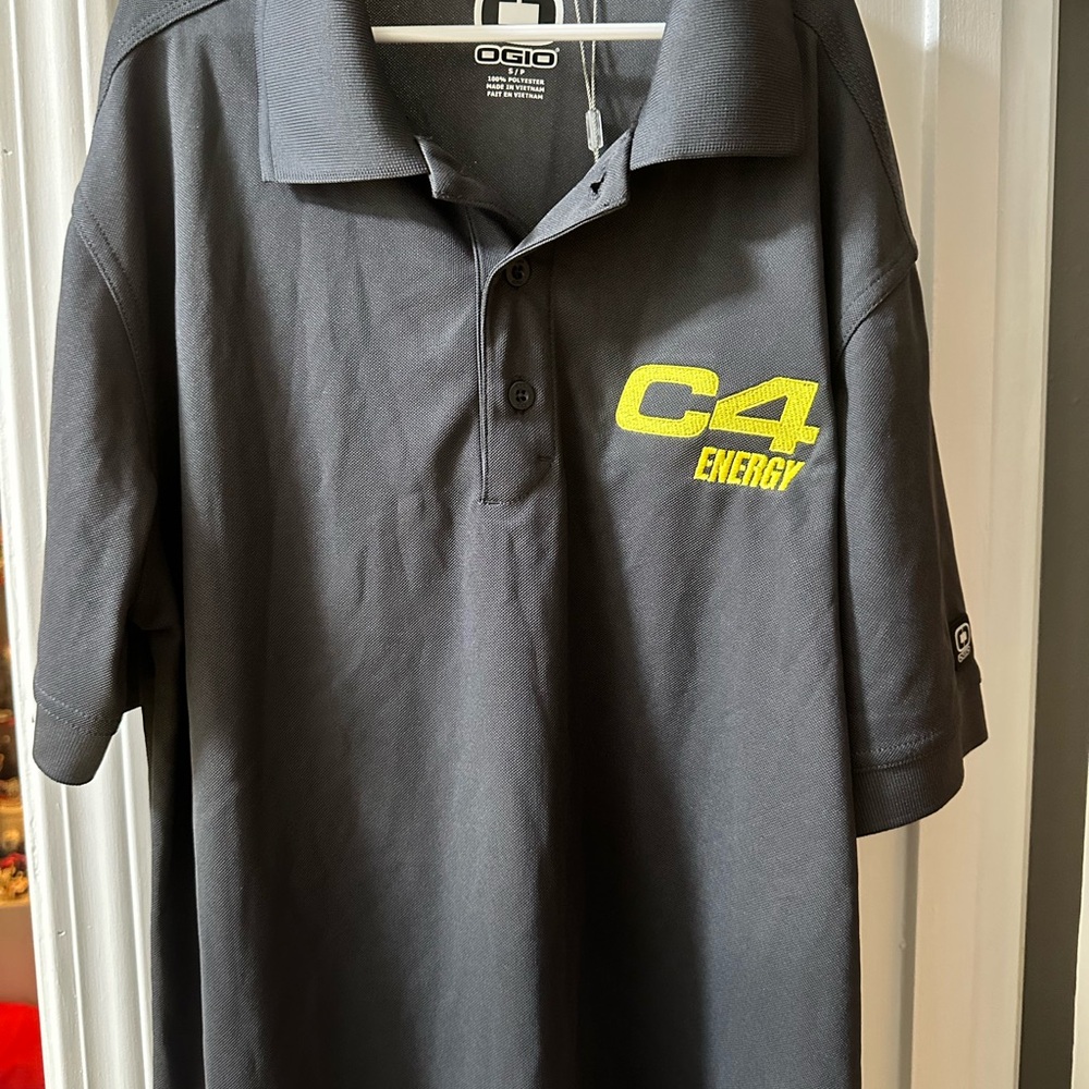 OGIO Men's Dark Gray Polo with Bright Yellow Logo